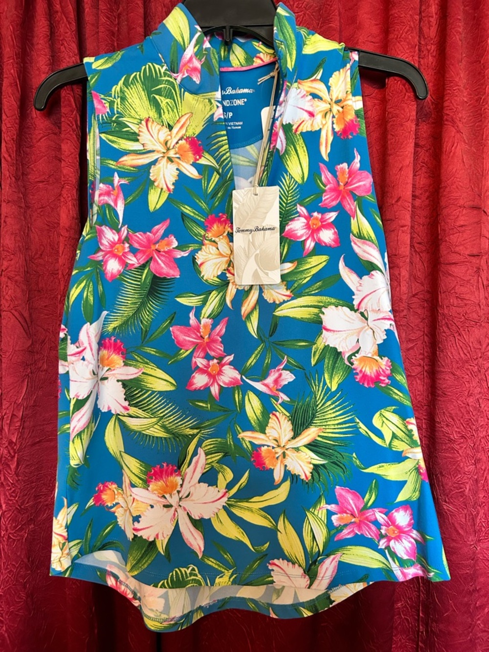 Tommy Bahama Blue Tropical Floral Sleeveless Top